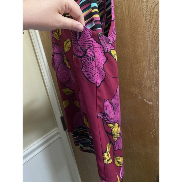 Worthington Women's Pink Floral Block Sleeveless Sheer Tank Blouse Plus Size 1X - Picture 6 of 11